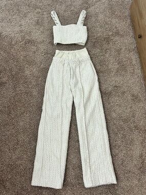 MANIÈRE DE VOIR Matching Tweed Set in Cream and Beige
